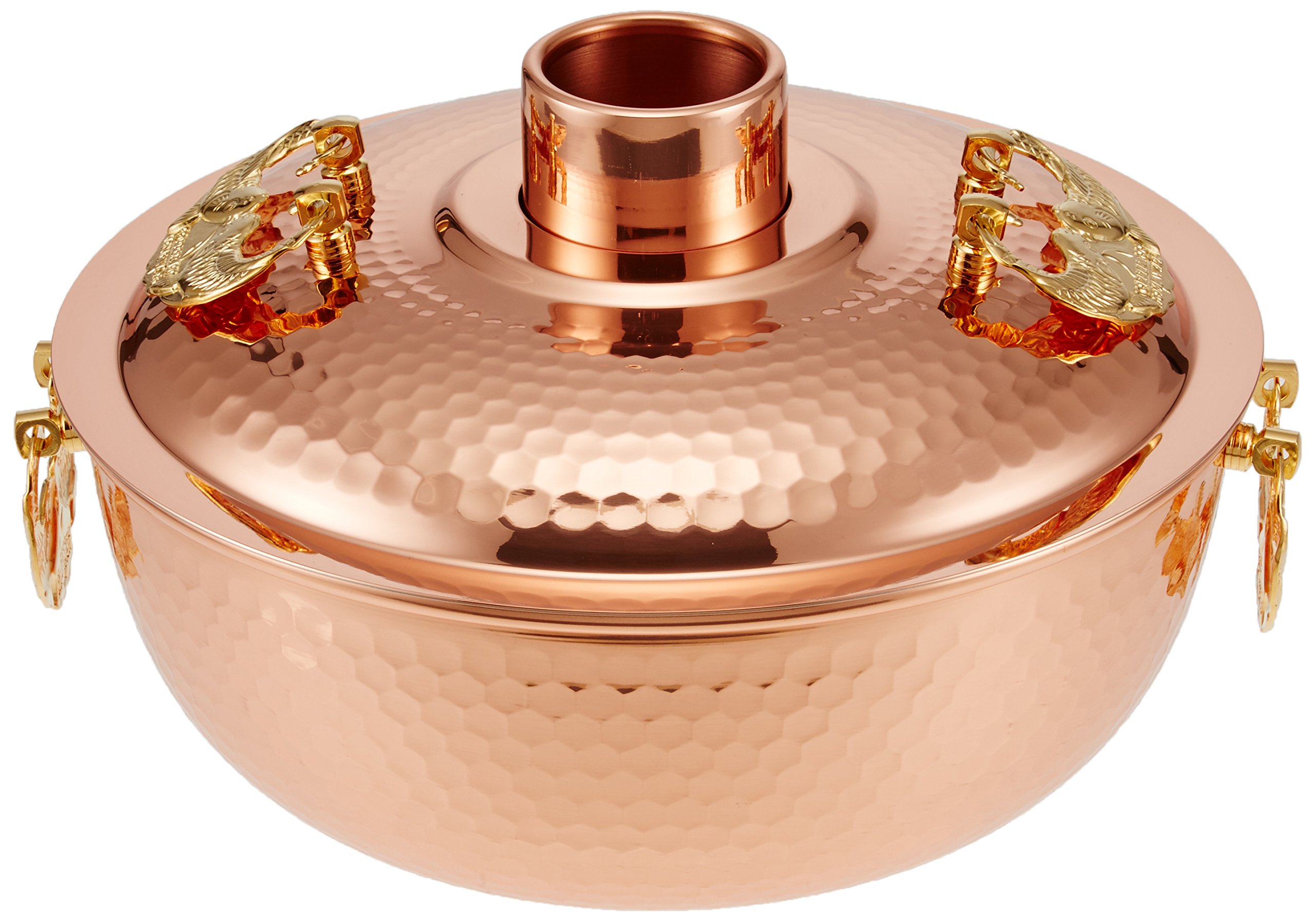 Premium Shinko Metal Pure Copper Hammered Shabu Shabu Pot - 10.2 Inch (26cm) Japanese Hot Pot for Home Cooking, Asian Cuisine & Family Gatherings
