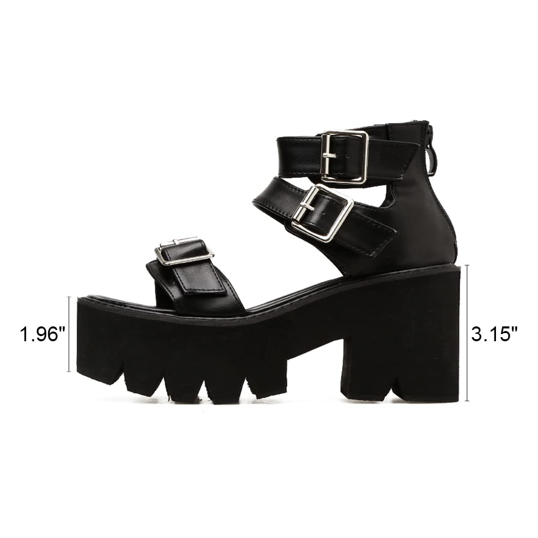 Women's Chunky High Heel Platform Sandals - Open Toe Ankle Strap Summer Shoes for Beach, Party & Casual Outfits
