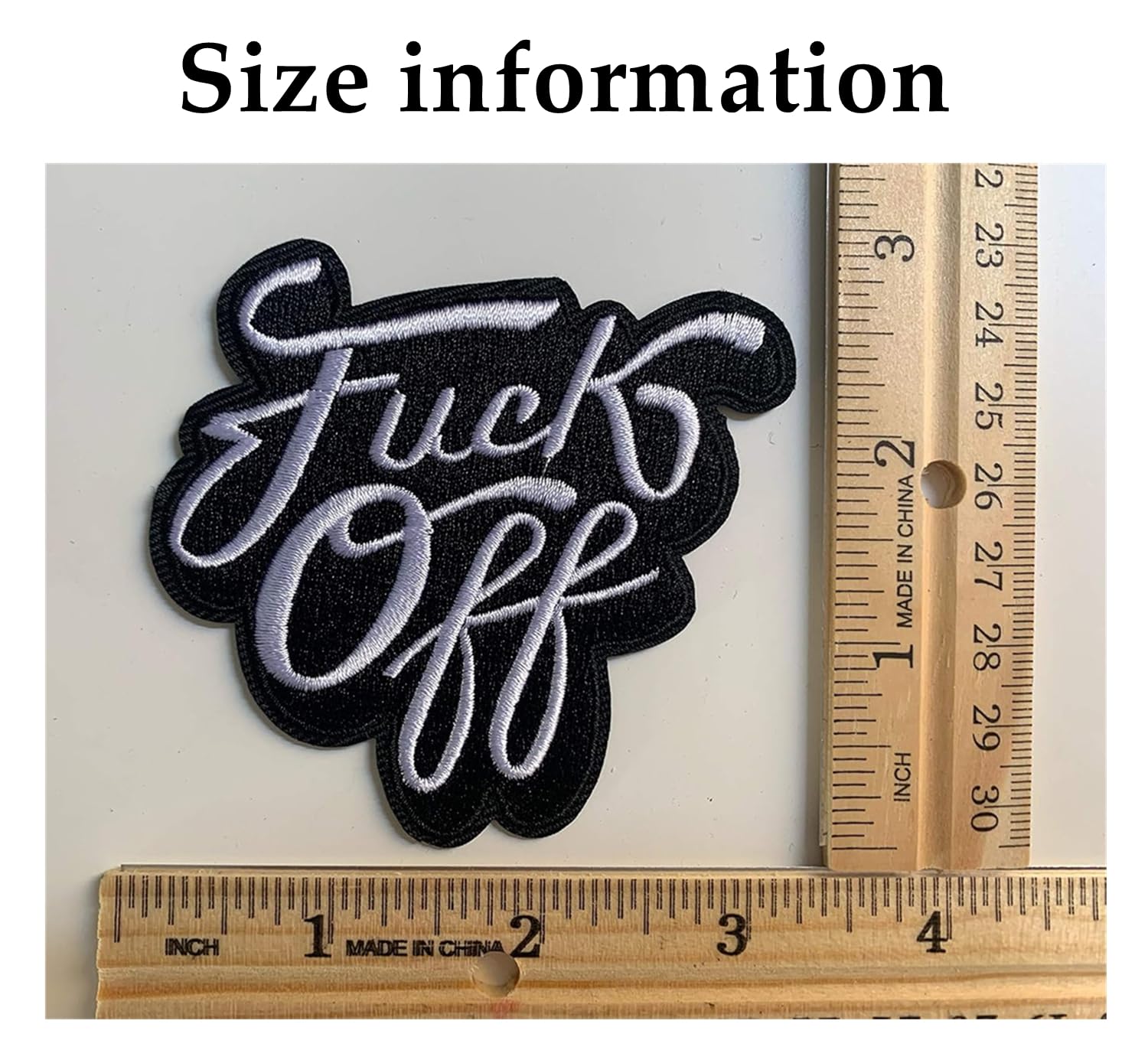 Fuck Off Iron On Patch - 2Pcs 3.2 Inch Embroidered Badge for Jackets, Bags & DIY Accessories | Funny Sew On Applique for Denim, Backpacks & Punk Style Outfits