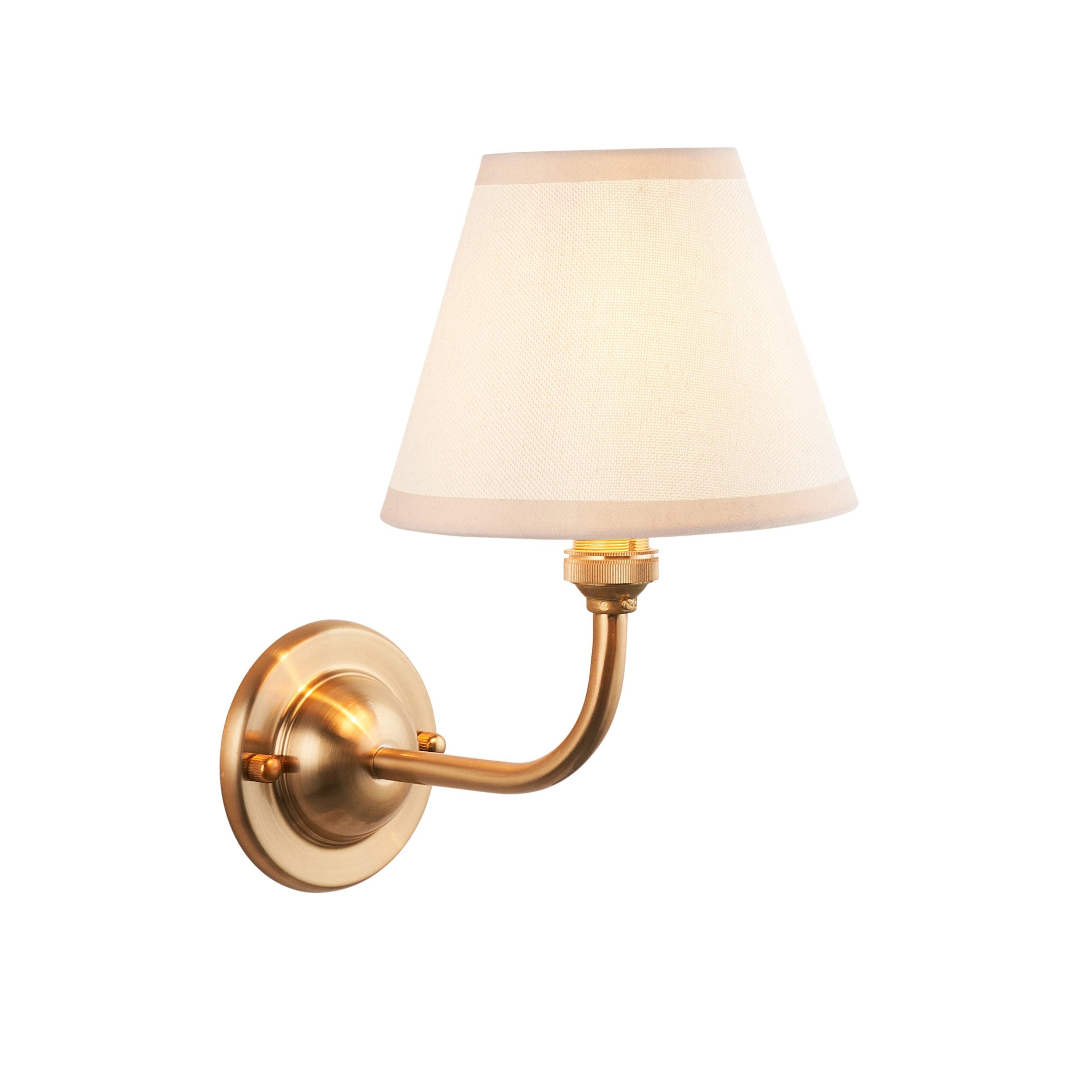 Vintage Brass Wall Light with 16cm White Dome Arc Shade - Perfect for Bedroom, Living Room, and Hallway Lighting