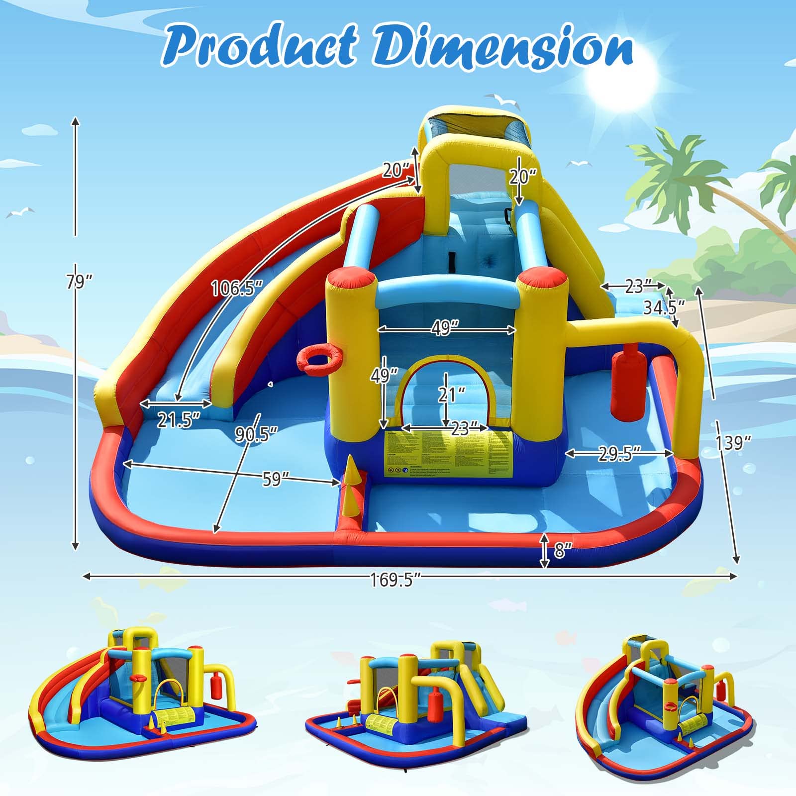 BOUNTECH Inflatable Water Slide - Mega Water Park Bounce House Combo with Splash Pool & Climbing Wall | Outdoor Backyard Fun for Kids & Adults | Perfect for Summer Parties, Birthday Gifts & Family Gatherings