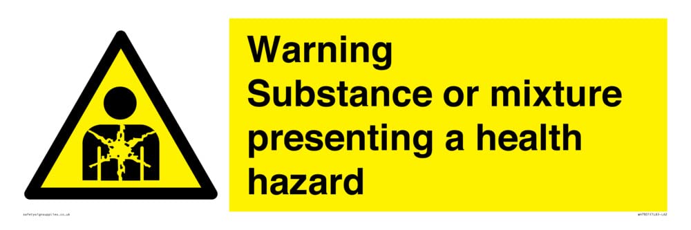 Health Hazard Warning Sign for Substances or Mixtures - 600 x 200 mm - L62 - Ideal for Chemical Labs, Industrial Workplaces & Hazardous Material Storage Areas