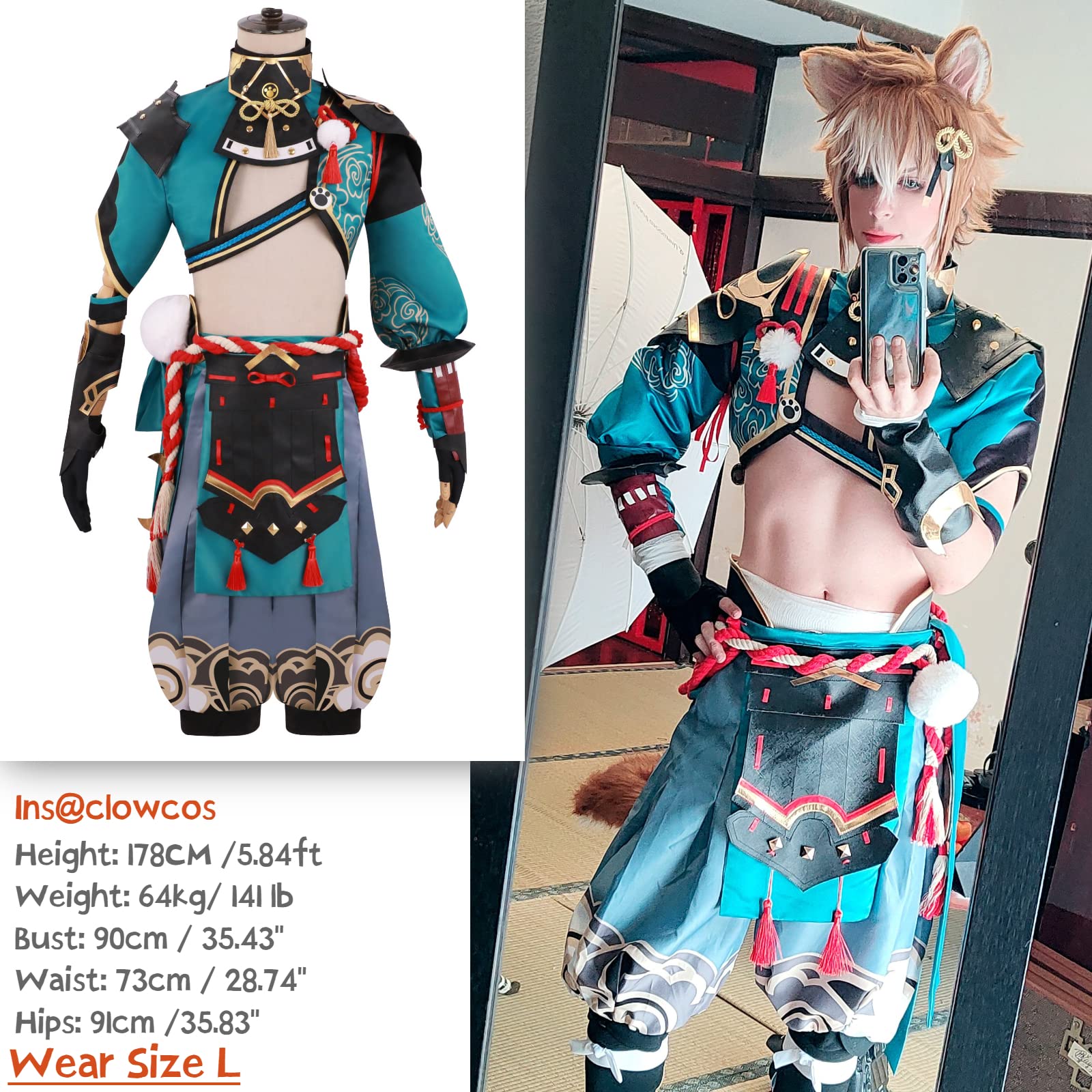 Gorou Cosplay Costume Full Set for Men - Genshin Impact Anime Outfit with Wig & Accessories - Perfect for Conventions, Halloween, and Cosplay Events