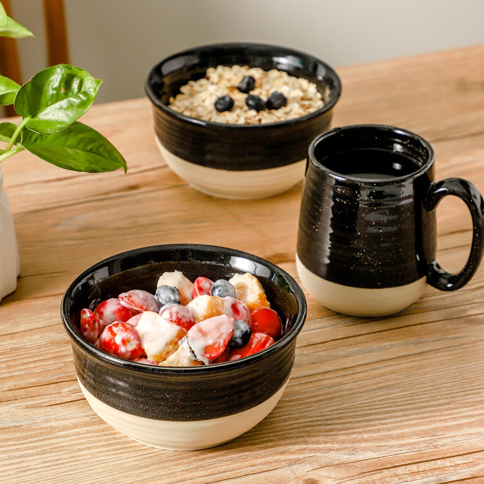Hasense 20oz Ceramic Bowls Set of 6 - Microwave Safe for Soup, Salad & Rice - Kitchen & Dining Essentials