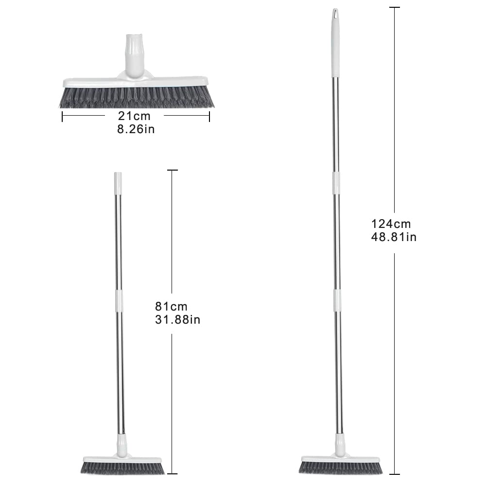 Affogato Long Handle Floor Scrub Brush - 46.8 Inch Rotatable Bathroom & Kitchen Cleaning Tool for Tile, Grout, Bathtub, Shower and Hard-to-Reach Areas - Perfect for Deep Cleaning Corners, Crevices and Tight Spaces (White)