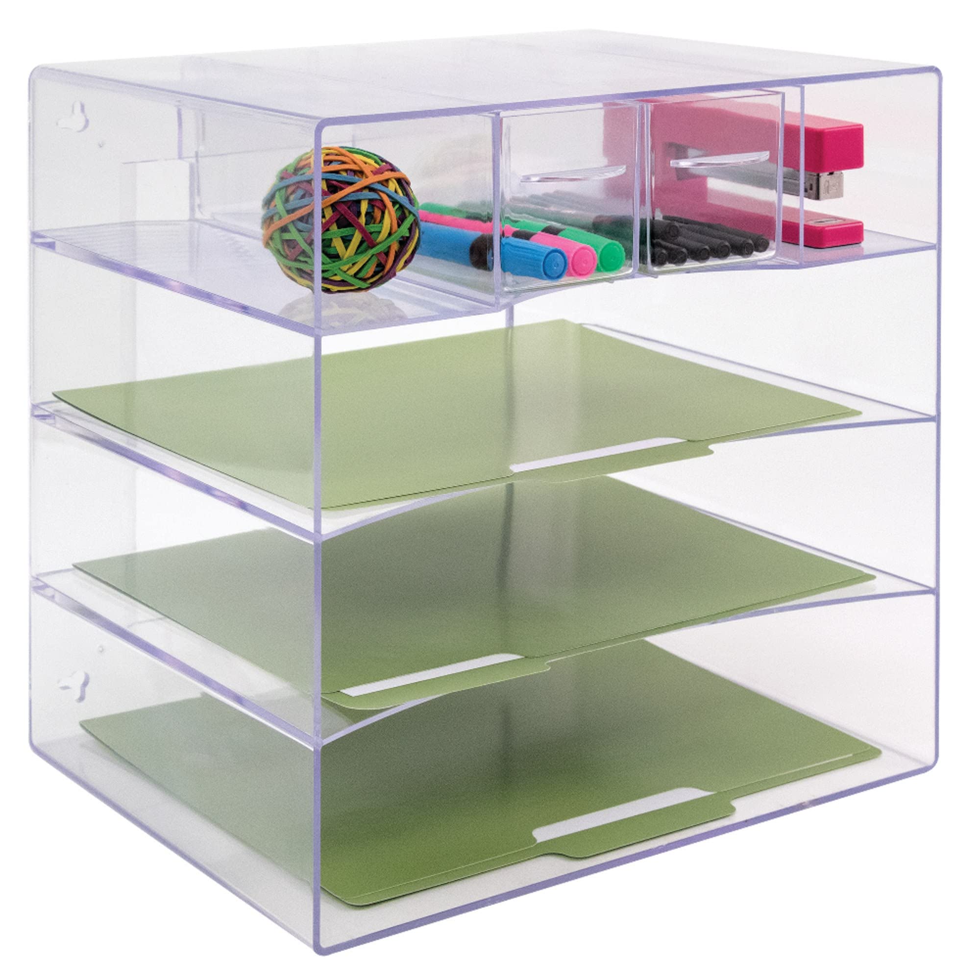 Clear 6-Compartment Desktop Organizer - Perfect for Office, Home, and School Supplies Storage