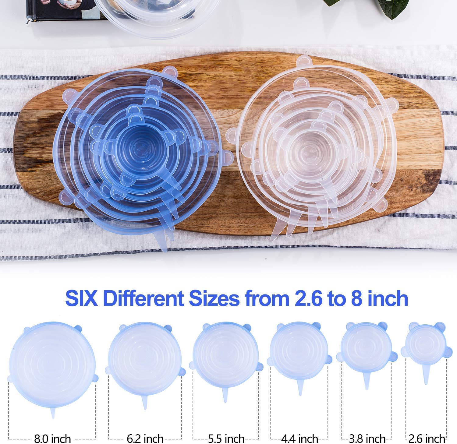 **Reusable Silicone Stretch Lids & Bowl Covers – 12-Pack Food Saver Set (6 Sizes) for Fresh Storage – Fits Various Kitchen Containers – Perfect for Meal Prep, Leftovers & Refrigerator Organization**