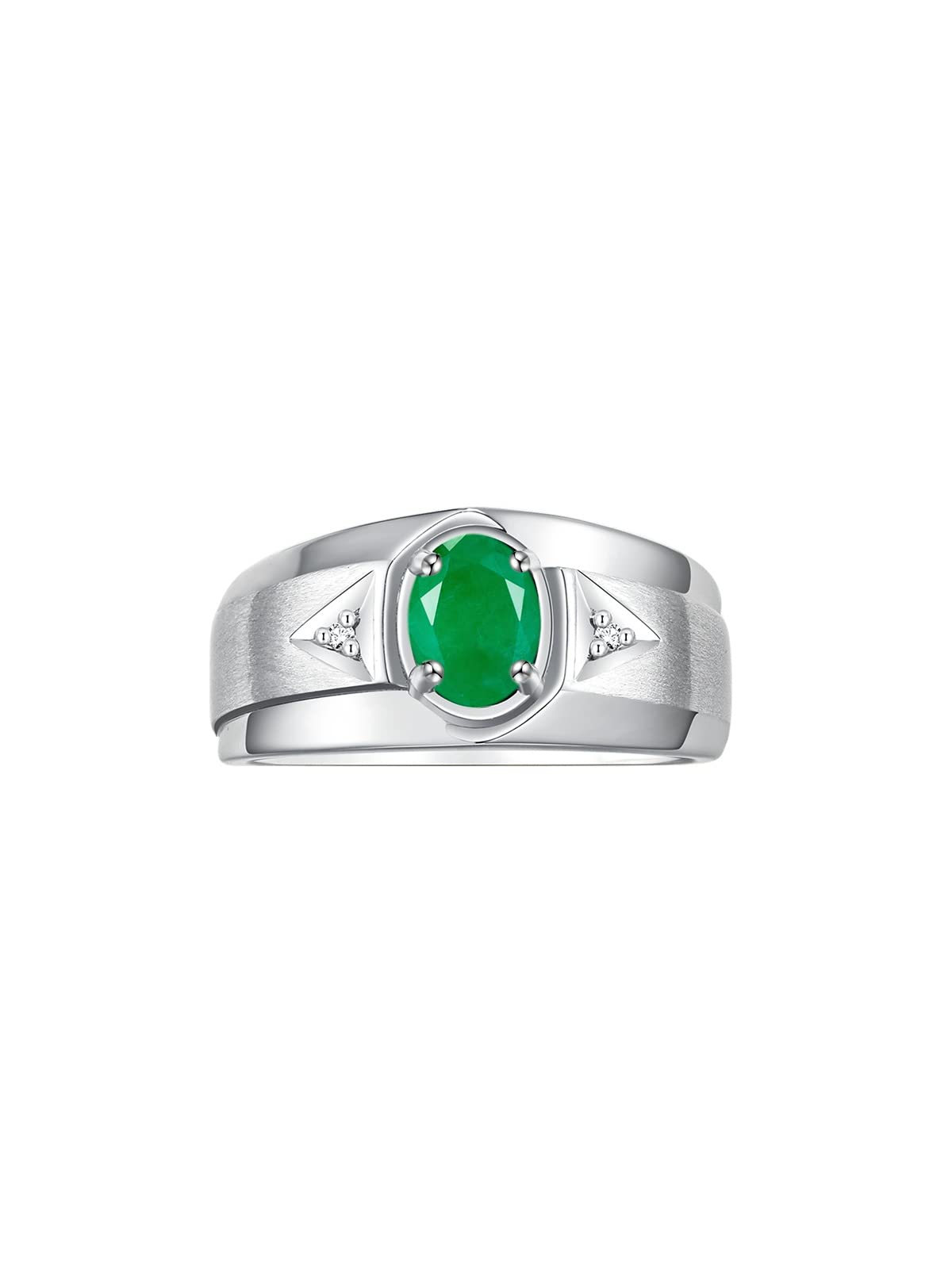 Rylos Men's Sterling Silver 7X5MM Oval Gemstone & Diamond Ring - Classic Birthstone Jewelry for Men, Sizes 8-13 | Perfect for Weddings, Anniversaries & Special Occasions