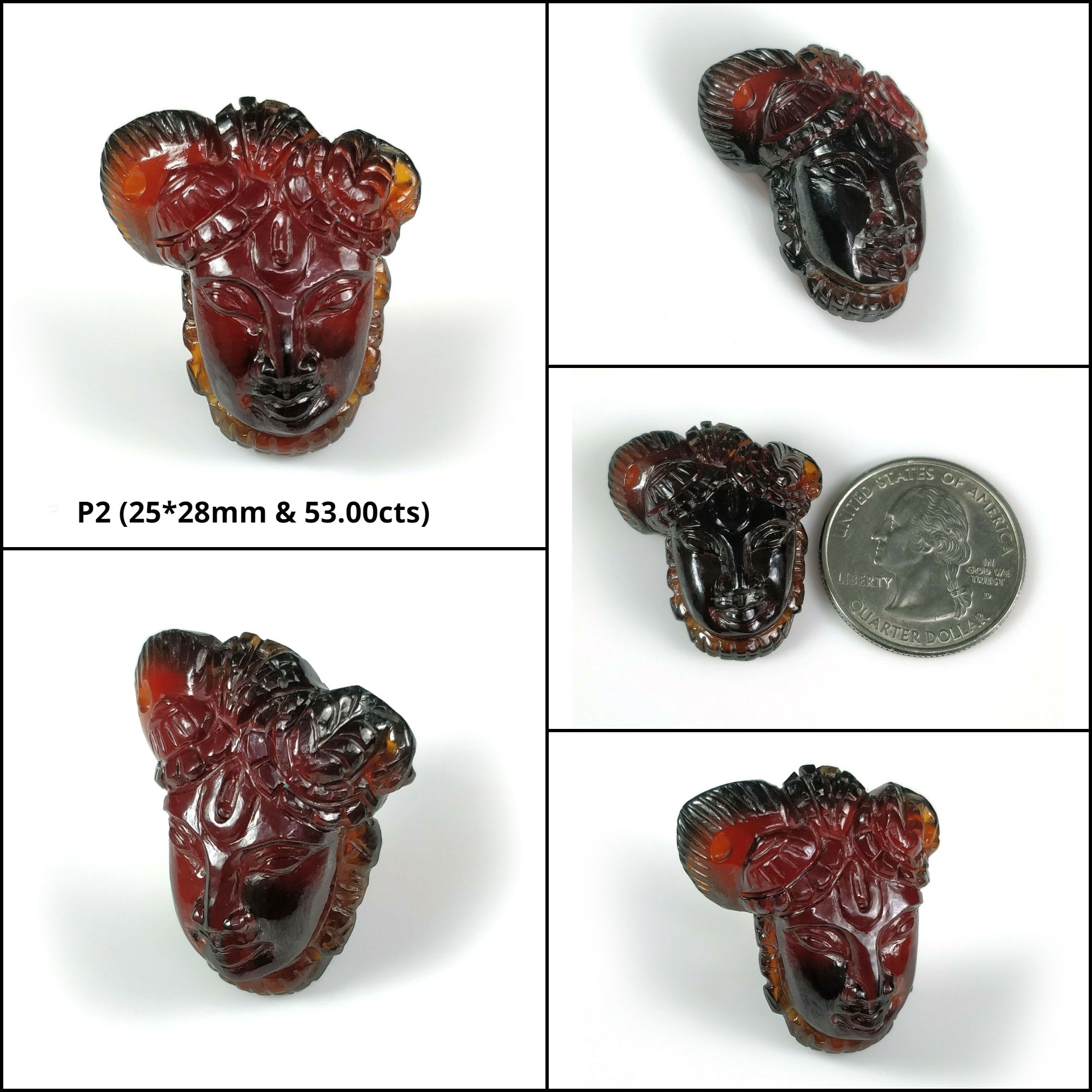 Natural Untreated Hessonite Garnet Gemstone Carving - Hand Carved Hindu Deities (23x17mm or 25x28mm) - Authentic Cinnamon Hessonite Stone for Meditation, Spiritual Healing & Jewelry Making