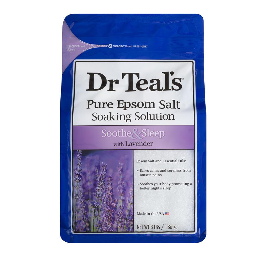 Dr Teal's Epsom Salt Soak with Lavender - 3lb (1.36kg) Magnesium Sulfate Bath Crystals for Relaxation & Muscle Relief - Perfect for Stress Relief, Spa Nights & Self-Care Rituals