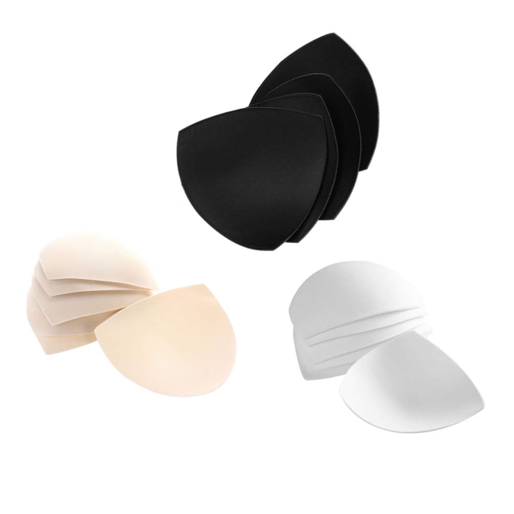 PRETYZOOM 6 Pairs Bra Pads Inserts - Push Up Pads & Replacement Cups for Women & Girls - White, Black, Skin Color - Perfect for Sports Bras, Swimwear & Everyday Comfort