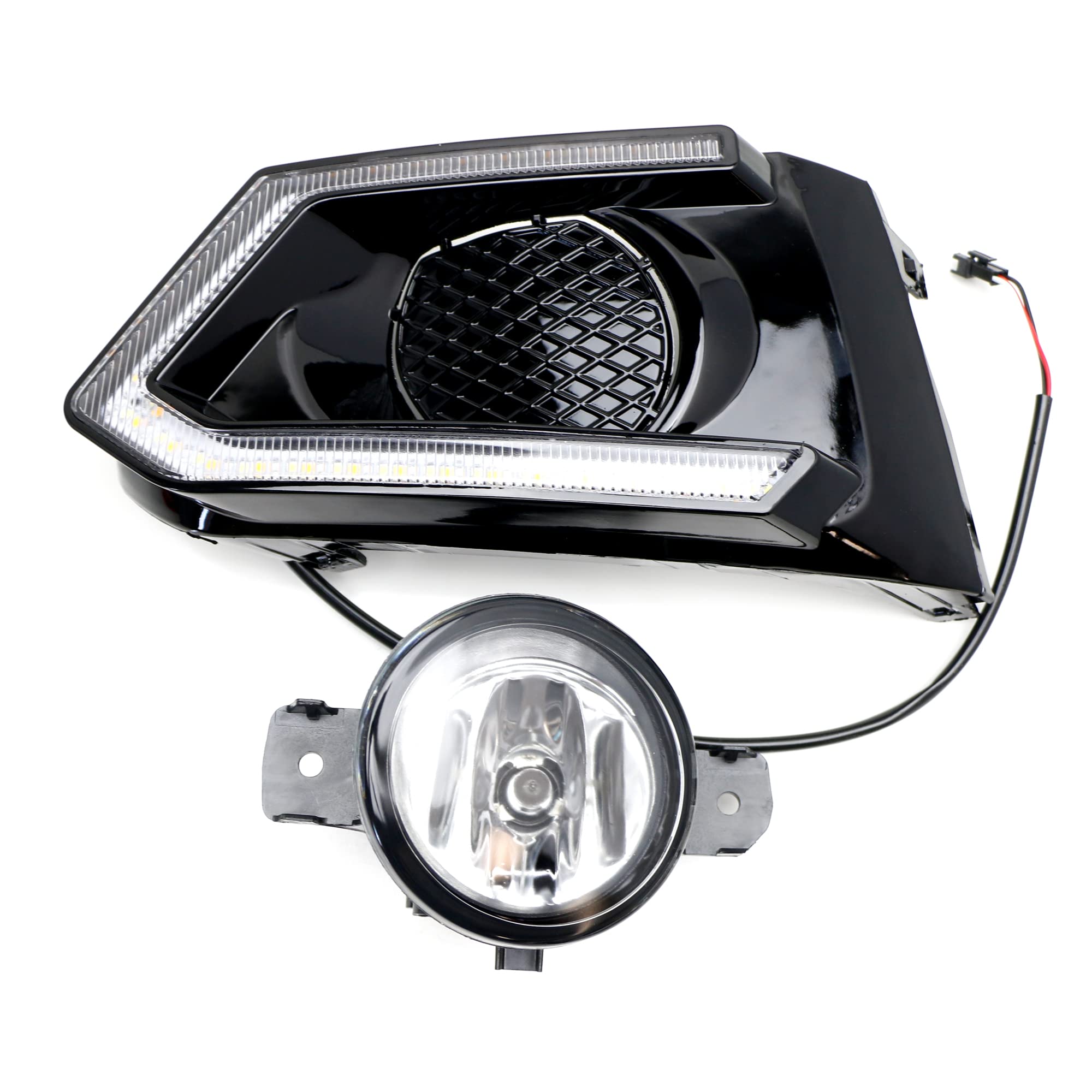 iJDMTOY Switchback LED Daytime Running Light Kit & Clear Lens Fog Light Combo for 2019-2022 Nissan Altima - White/Amber LED DRL, Halogen Fog Lights, Bezels & Wiring Included - Perfect for Night Driving and Enhanced Visibility