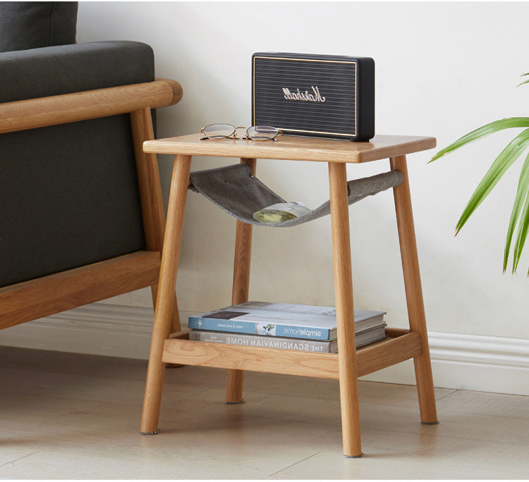 Solid Oak Wood Modern Nordic Side Table - Stylish End Table for Living Room, Bedroom, or Office - Perfect for Coffee, Books, and Decor
