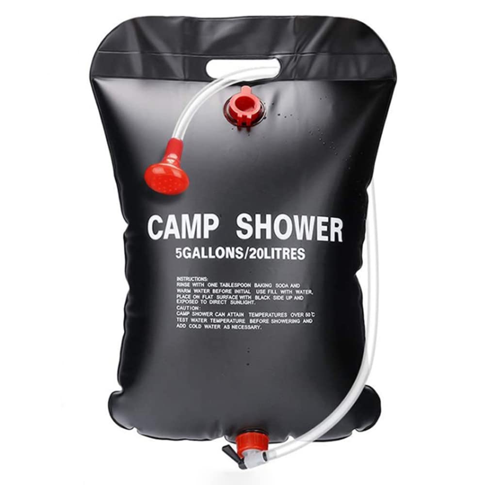 Portable 5 Gallon/20L Solar Shower Bag for Camping & Hiking - Foldable Outdoor Solar Heating Water Bag with On/Off Switch Shower Head - Perfect for Travel, Beach, RV Trips & Emergency Preparedness