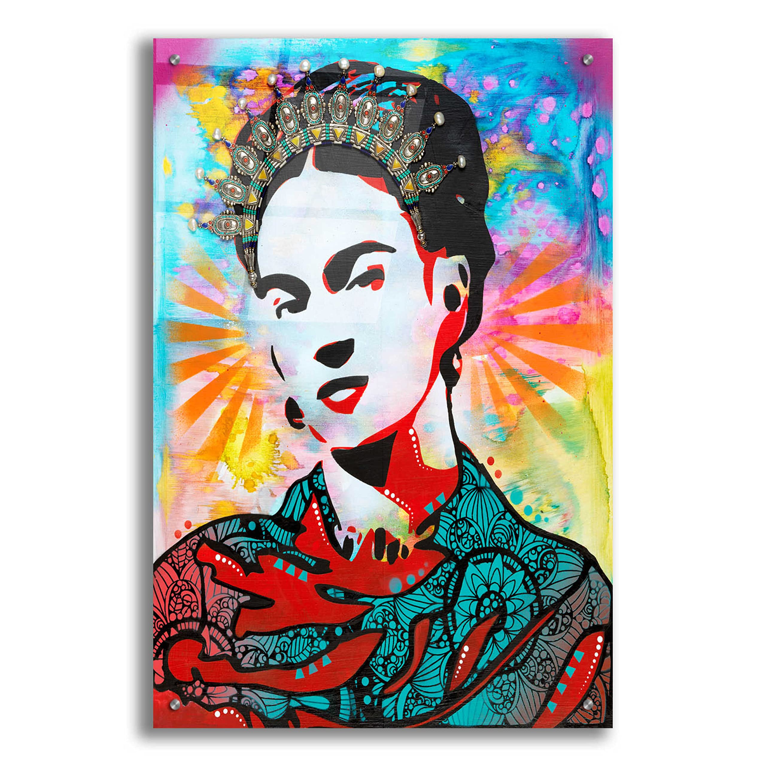Epic Art 'Kahlo' by Dean Russo - Vibrant Acrylic Glass Wall Art Print 24x36 Inches - Perfect for Living Room, Bedroom & Office Decor