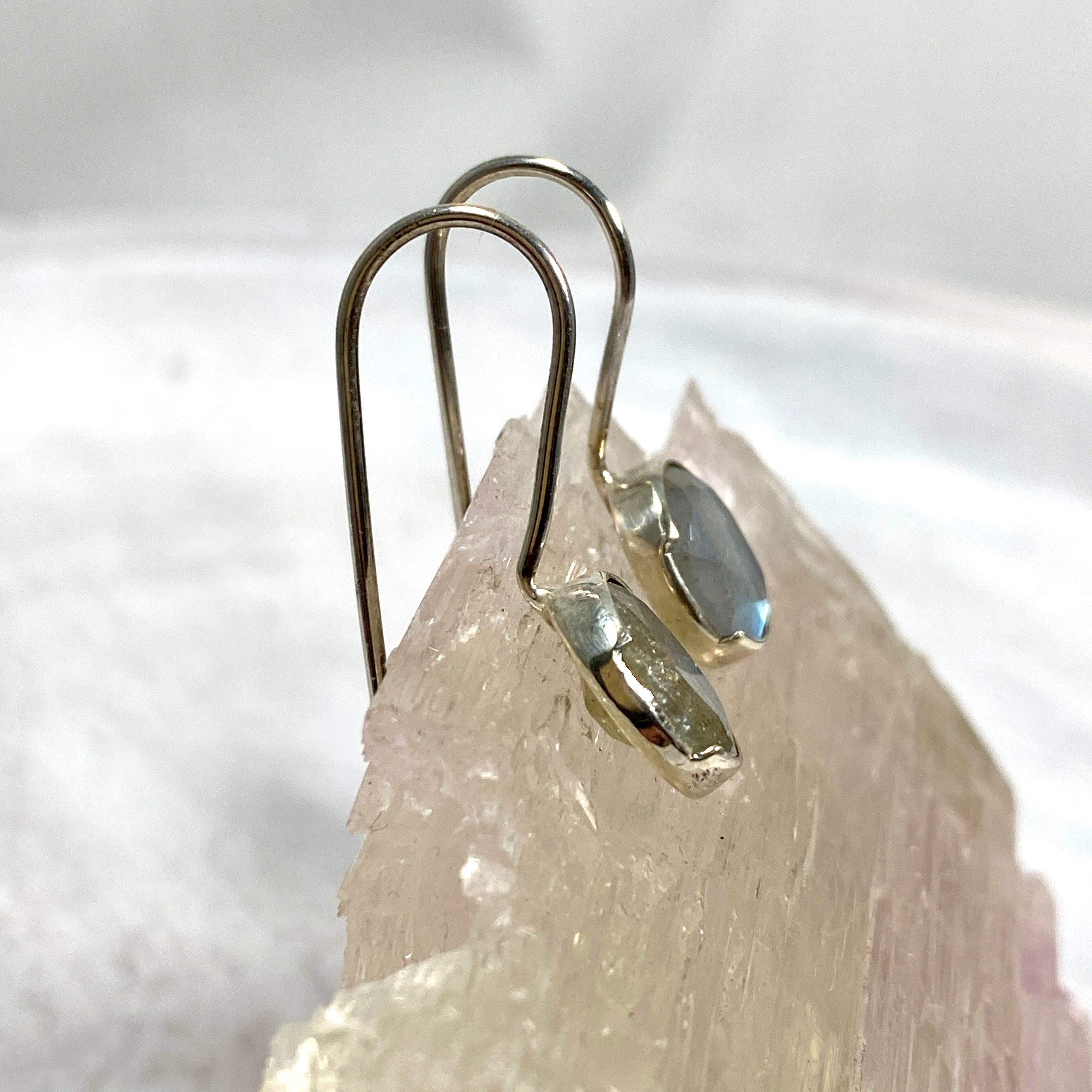 Labradorite Faceted Oval Earrings for Women - Elegant Gemstone Jewelry Gift for Birthday, Anniversary & Special Occasions