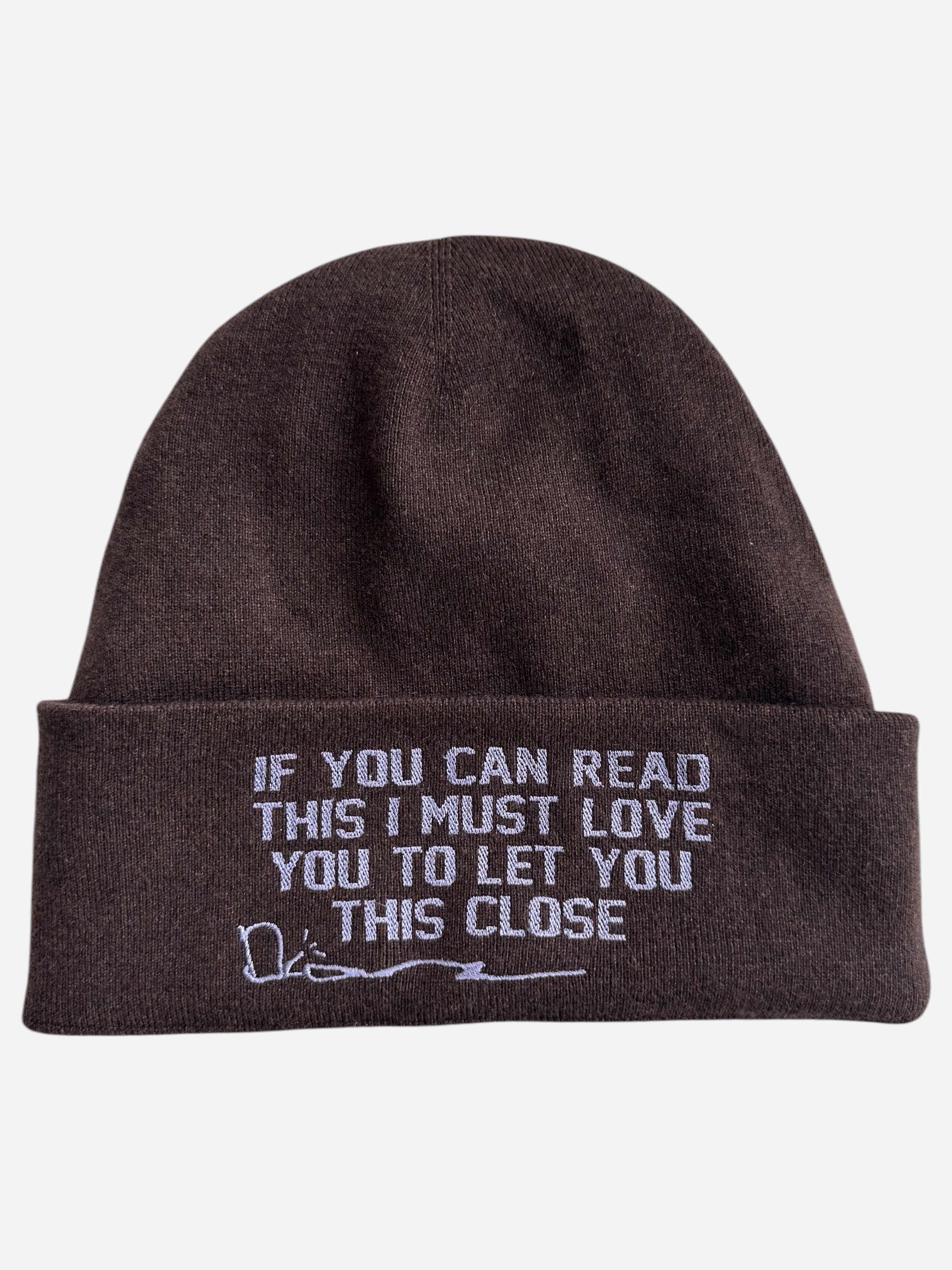 Dior Cactus Jack Brown & White Embroidered Logo Cashmere Beanie - Luxury Winter Hat for Men & Women - Perfect for Cold Weather & Streetwear Fashion