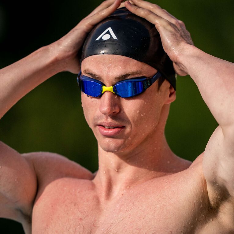 Aqua Sphere Xceed .A1 Swimming Goggles - Navy/Blue Titanium Mirrored Lens for Competitive Swimming & Training