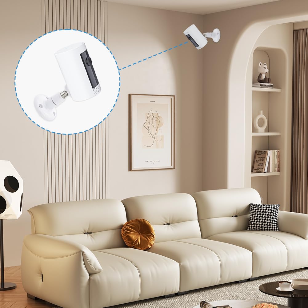 2-Pack Adjustable Wall Mount Bracket for Ring HD Security Camera & Stick Up Cam - 360° Swivel, No Drill Installation, Indoor/Outdoor Use - Perfect for Home Security, Garage Monitoring & Front Door Surveillance