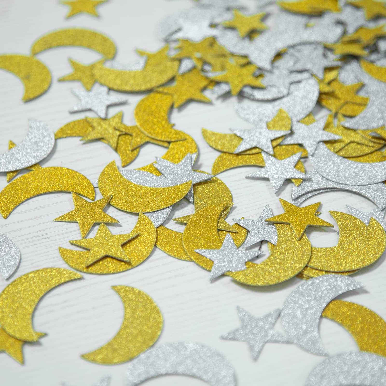 AimtoHome 200pcs Biodegradable Gold Silver Star Moon Confetti for Baby Shower Wedding Party Decor