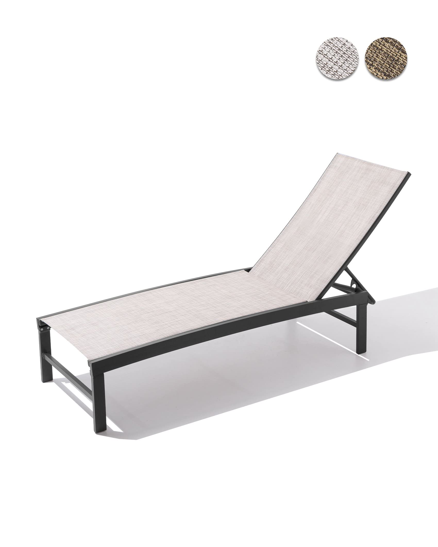 Pellebant Outdoor Lounge Chair - Adjustable Backrest Patio Chaise Lounge with Rustproof Aluminum Frame - Perfect for Poolside, Sunbathing & Backyard Relaxation (Earth)