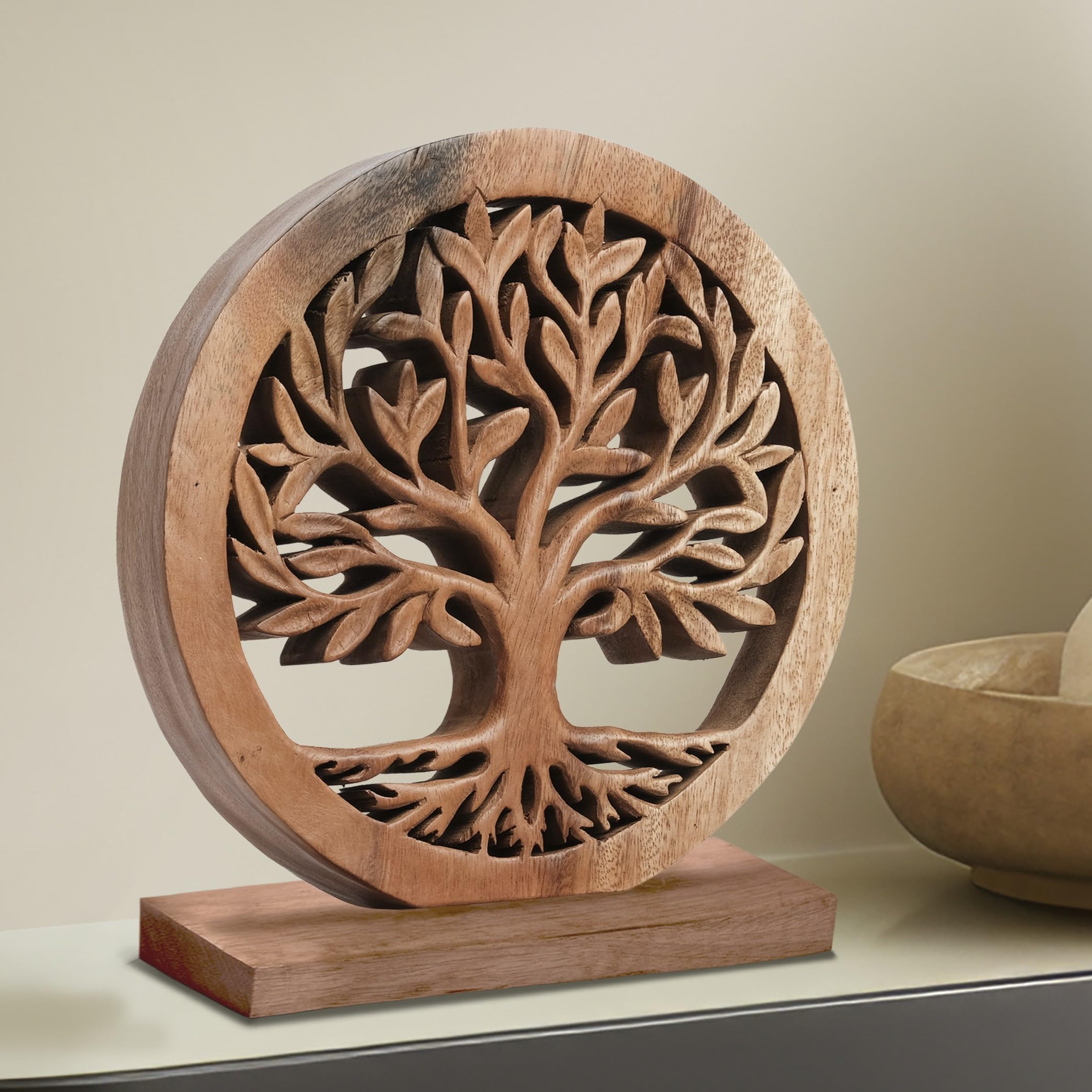 Decozen Wooden Tree of Life Sculpture - Unique Mother's Day & Birthday Gift for Mom, Handcrafted Home Decor for Living Room, Office, Shelf, Fireplace Mantel - Perfect Farmhouse & Boho Style Tabletop Decoration - Ideal for Mother's Day Celebrations & Home Styling