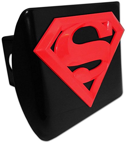 Superman Red Emblem Black Metal Hitch Cover - Durable Car Accessory for Trucks & SUVs - Perfect for Road Trips & Off-Road Adventures