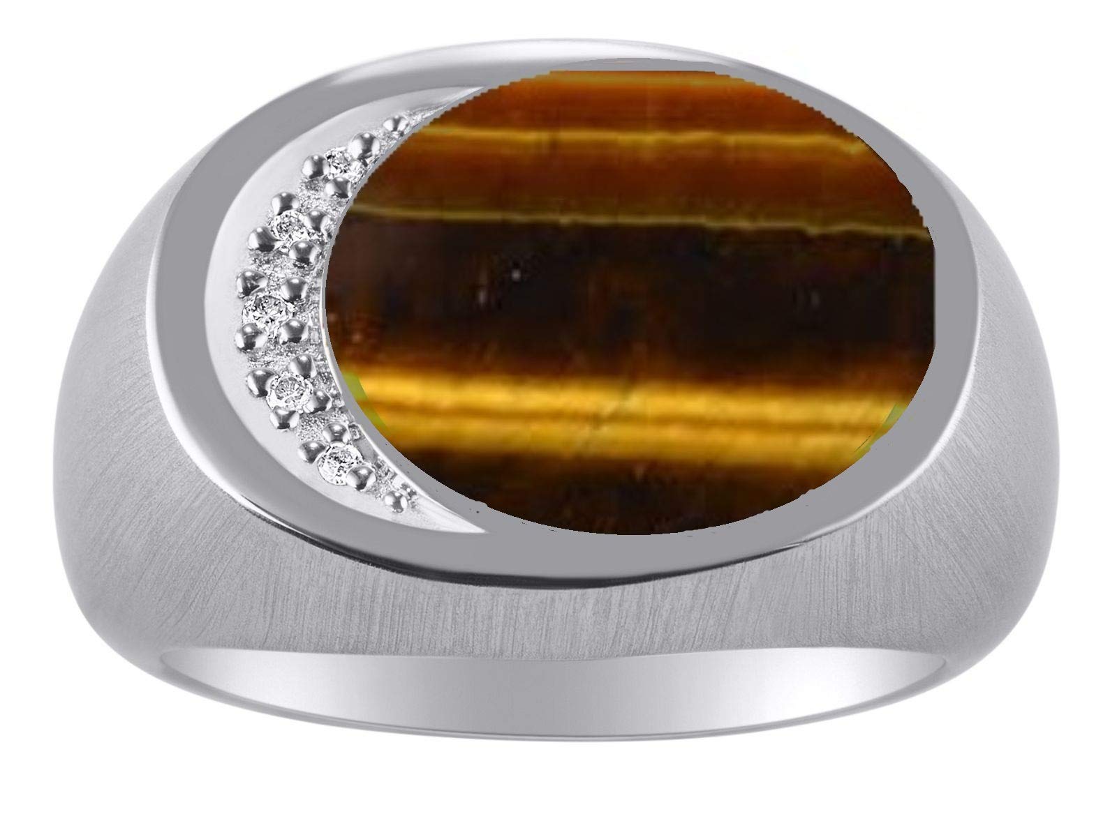 Men's Sterling Silver Rings with Genuine Black Onyx, Lapis Lazuli, Tiger Eye or Mosaic Opal & Diamonds – Sizes 8-13 – Elegant Designer Jewelry for Gifts, Weddings & Everyday Wear