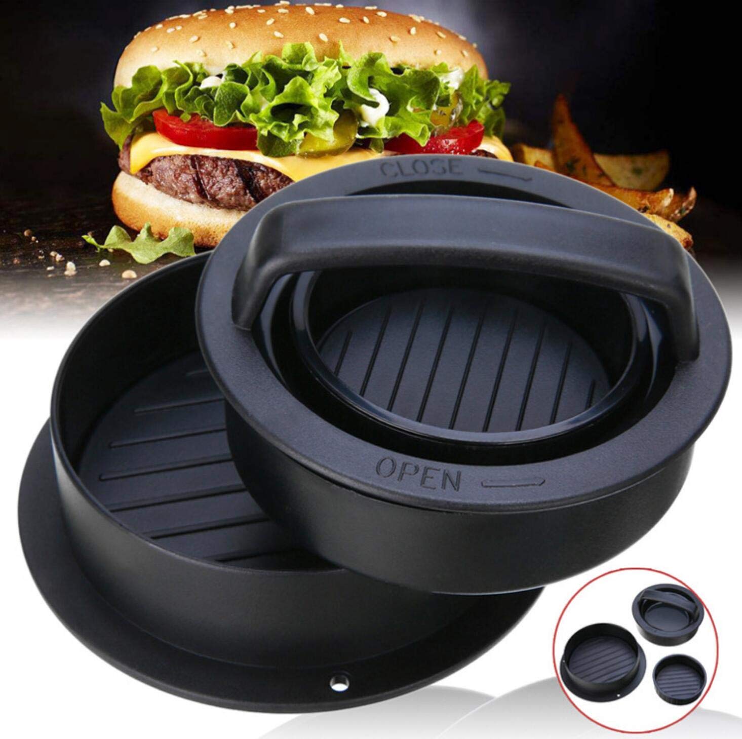 Uterstyle Non-Stick Burger Press - Heavy Duty Hamburger Patty Maker for Grilling, BBQ & Backyard Cookouts | Perfect for Homemade Burgers, Meatballs & Patties