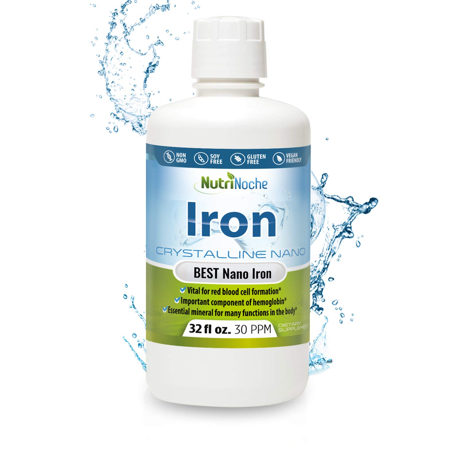 NutriNoche Liquid Iron Supplement - High Potency Vegan Iron Drops for Adults & Kids - Flavorless Sublingual Iron Supplement with Crystalline Iron - Supports Energy & Vitality - Perfect for Anemia, Pregnancy & Active Lifestyles