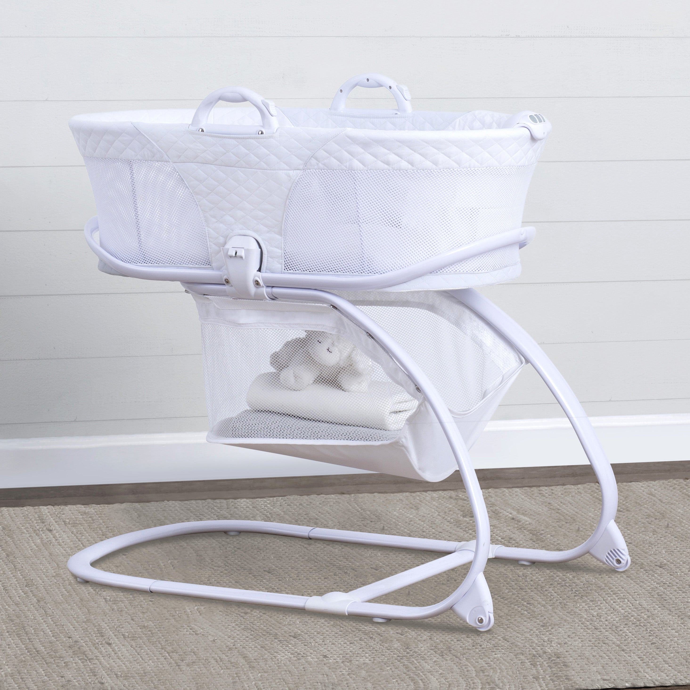 2 in 1 Moses Basket & Bedside Bassinet Sleeper for Newborns - Portable Baby Crib for Co-Sleeping, Nursery, and Travel