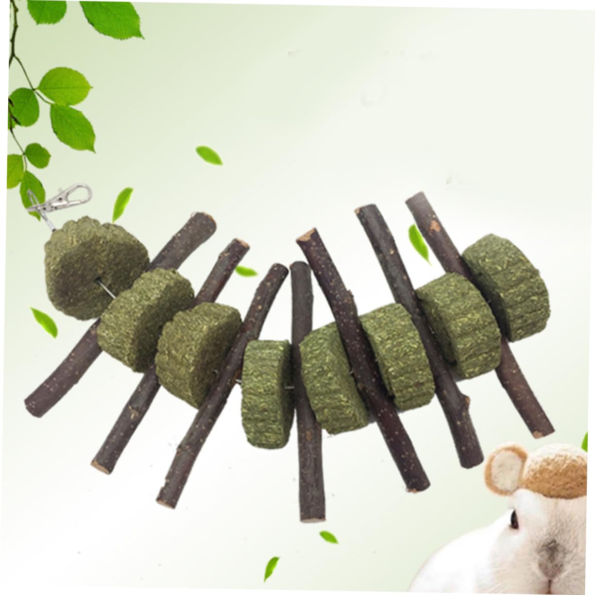 2 Pack Hanging Hamster Chew Toys - Organic Pet Snacks for Parrots, Rabbits, Guinea Pigs & Chinchillas - Small Animal Dental Health Molar Rod - Perfect for Cage Enrichment & Stress Relief