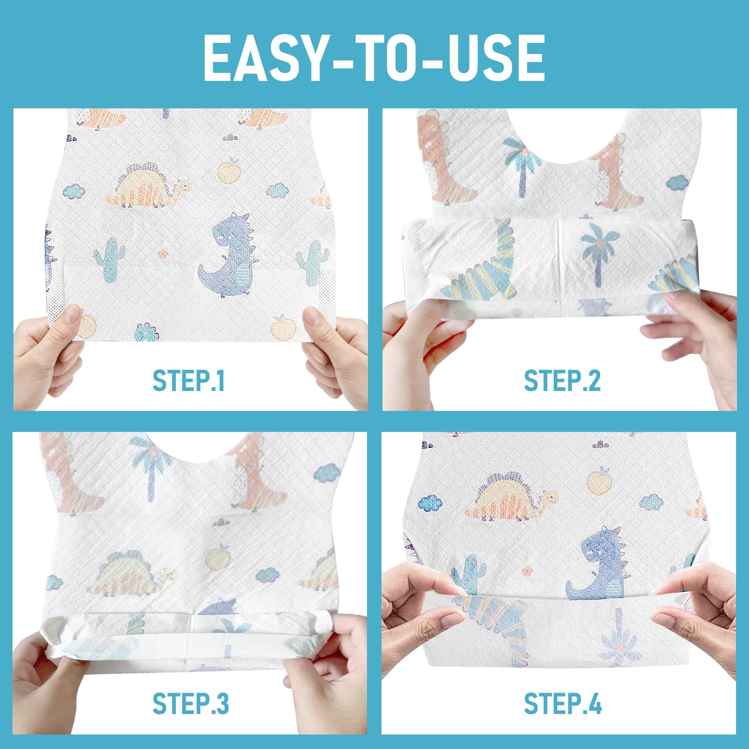 40/60PCS Disposable Baby Bibs & Drool Bibs - Waterproof, Oil-Proof, Individually Packaged, Super Soft & Adjustable Size - Perfect for Feeding, Teething & Messy Playtime