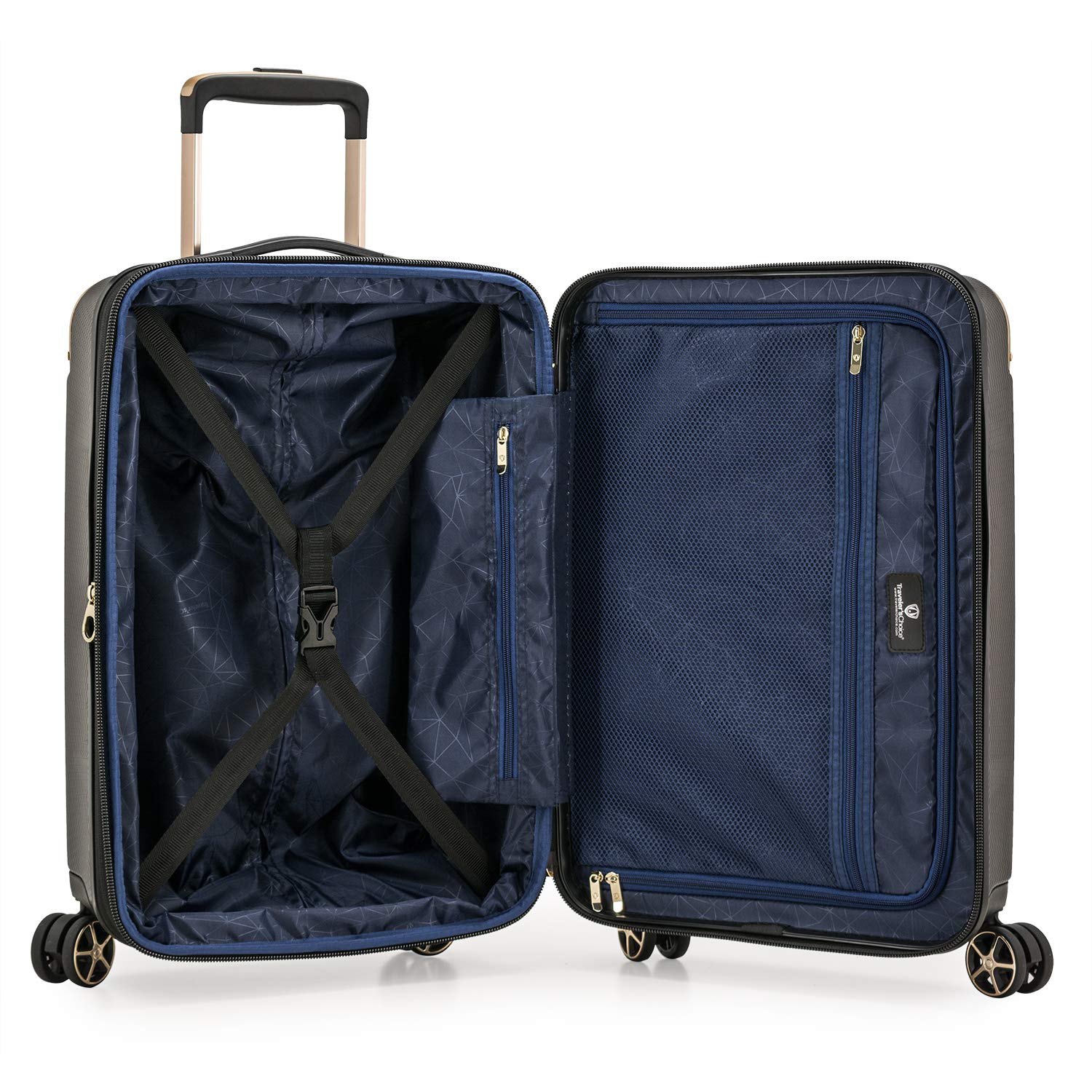Traveler's Choice New London II Expandable Hardside Spinner Luggage - 22 Inch Carry On Suitcase in Gray | Perfect for Business Trips & Weekend Getaways