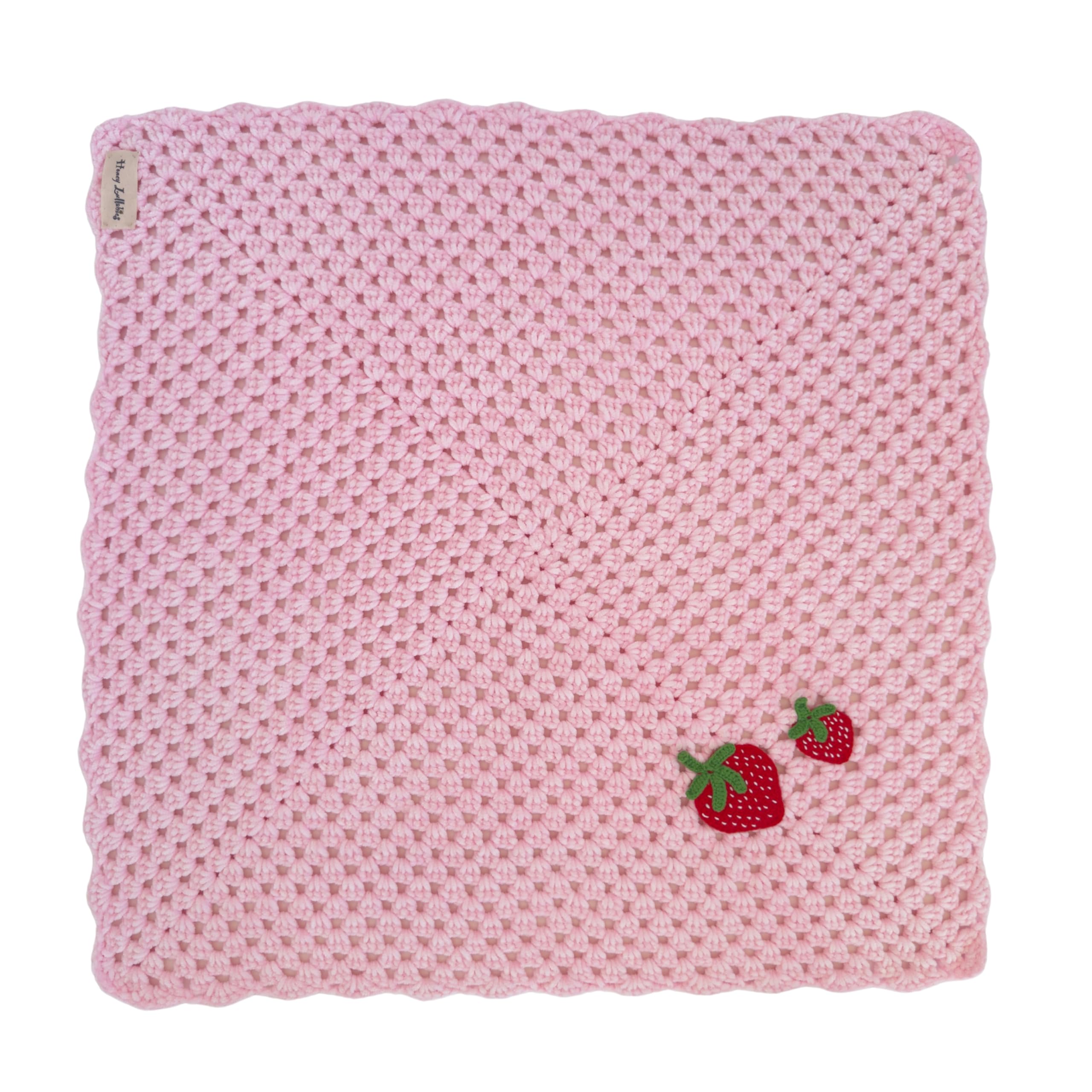 Soft 100% Cotton Crochet Baby Blanket for Boys & Girls - Breathable Handmade Nursery Blanket for Newborns, Infants & Toddlers - Perfect for Cribs, Strollers & Photo Shoots (Strawberry Design)