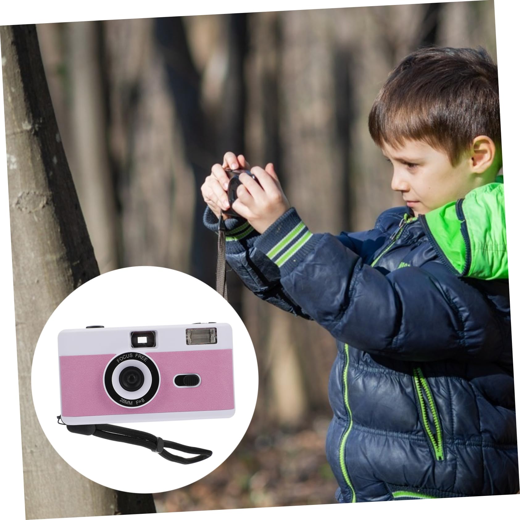 PartyKindom 8-Piece Retro Film Camera Set - Plastic Mini ABS Camera with Built-in Flash, Vintage Style Travel Camera in Macaron White - Perfect for Parties, Travel & Photography Enthusiasts