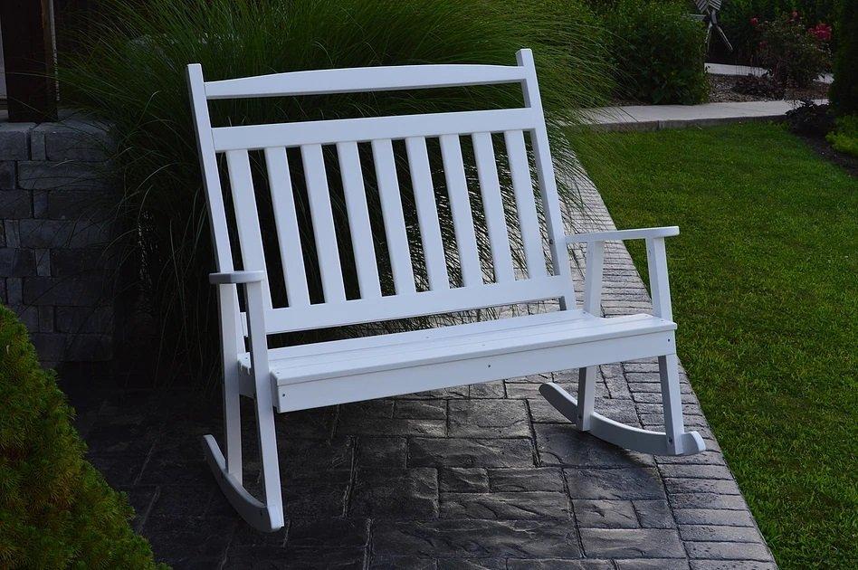 A & L Furniture Poly Classic Double Rocker - Comfortable Outdoor Patio Rocking Chair for Porch, Garden, and Backyard Relaxation