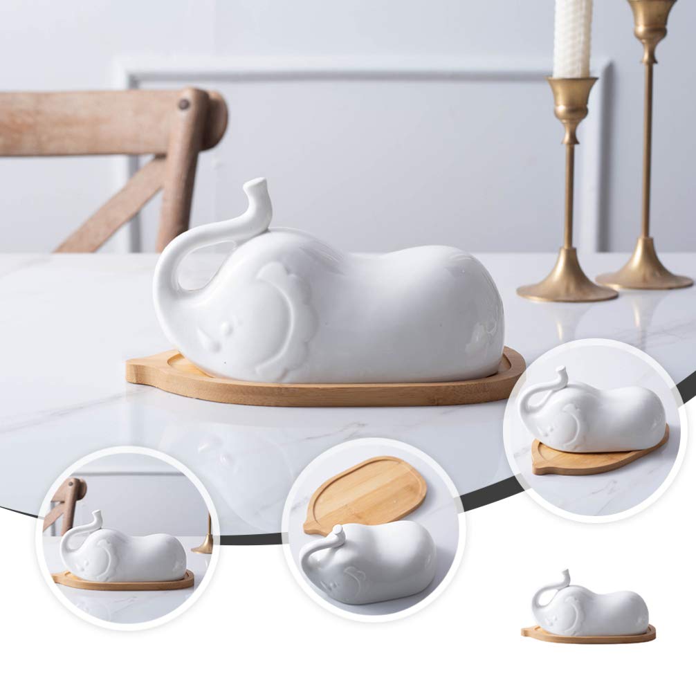 Hemoton 1 Set Ceramic Butter Dish with Lid - French Style Cake Plate, Appetizer Container, Bread & Cheese Serving Dish - Perfect for Kitchen, Dining Table & Party Decor (White)