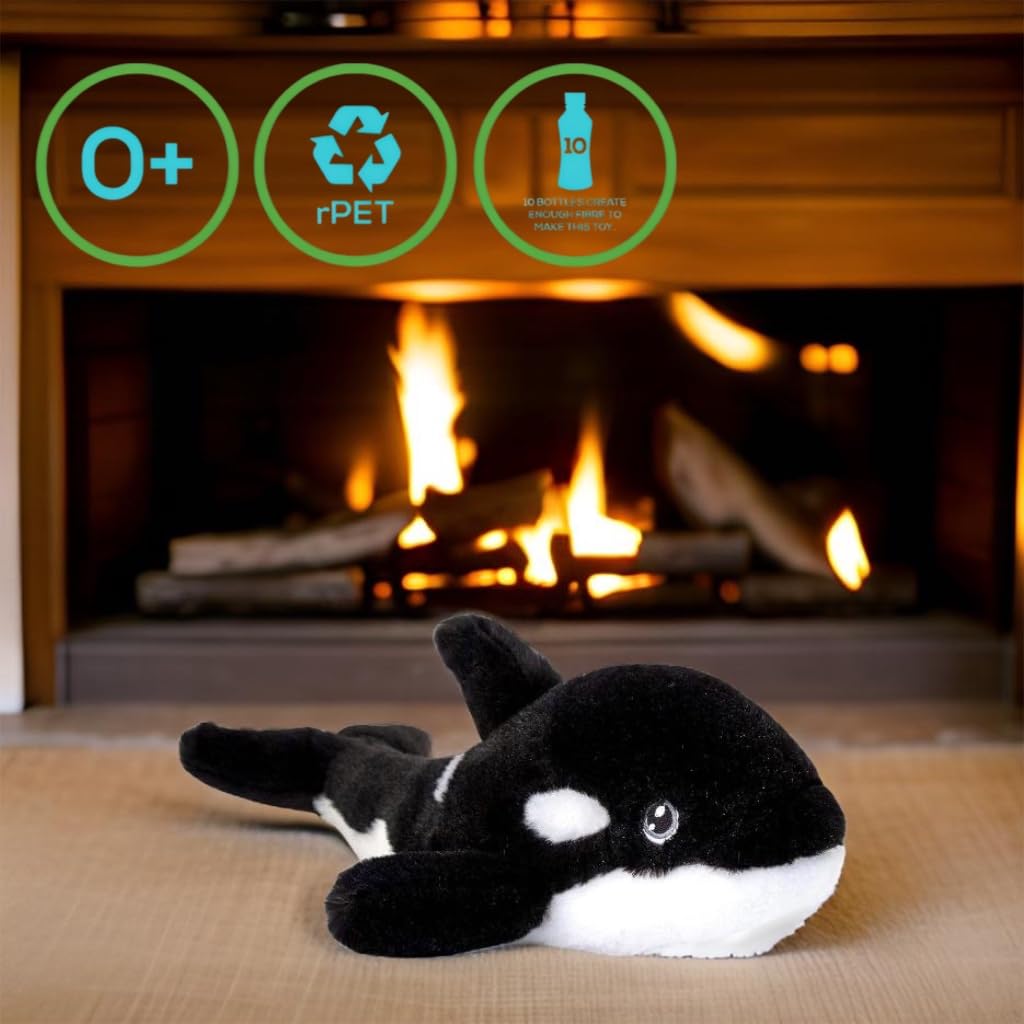 Eco-Friendly Recycled Plush Dog Toy - Deluxe Paws Orca Whale Chew Toy for Small & Medium Dogs | Durable, Safe & Sustainable Pet Accessory | Perfect for Indoor Play, Training Rewards & Cuddling Time