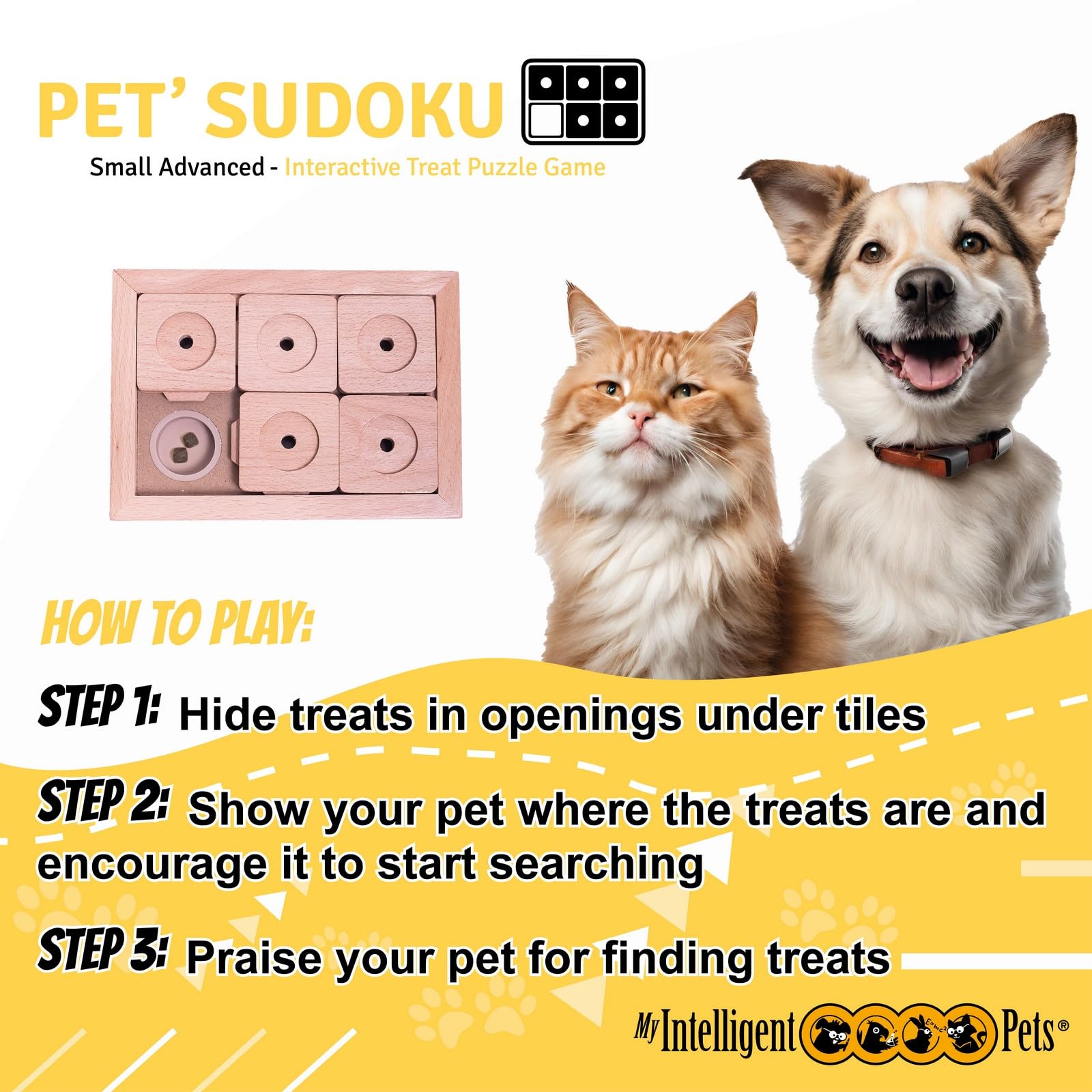 Interactive Wooden Sudoku Puzzle Toy for Cats and Dogs - Advanced Small Pet Intelligence Game for Training & Mental Stimulation - Perfect for Indoor Play, Boredom Relief, and Smart Pet Entertainment