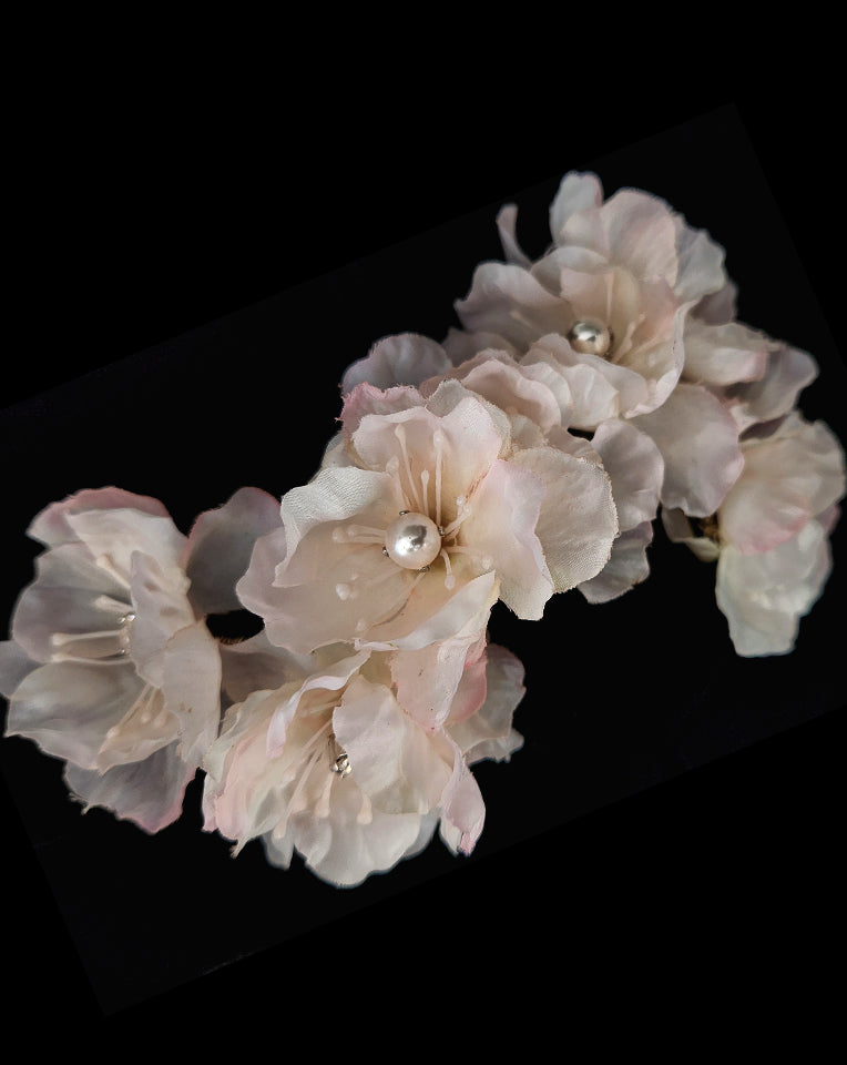 Elegant Wedding Headpiece with Blush Tinted Flowers, Pearls & Crystals | Sophie by Kezani Bridal Hair Accessory for Brides, Bridesmaids & Special Occasions