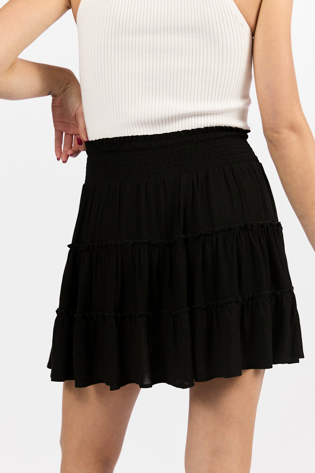 Through The Garden Black Solid Mini Skort for Women - High Waist Stretchy Tennis Skirt with Shorts - Perfect for Running, Yoga, and Casual Wear