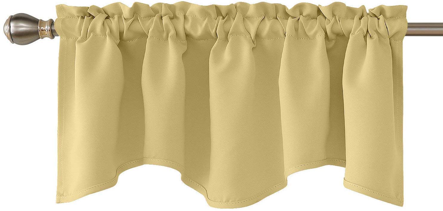 Magic Drapes Window Treatment Valance - 100% Polyester Light Blocking Energy Efficient Rod Pocket Curtains for Living Room, Bedroom, Kitchen, Bathroom, Kids Room & Office - Beige (2 Valances, Custom Size) - Perfect for Home Decor, Privacy & Sun Protection