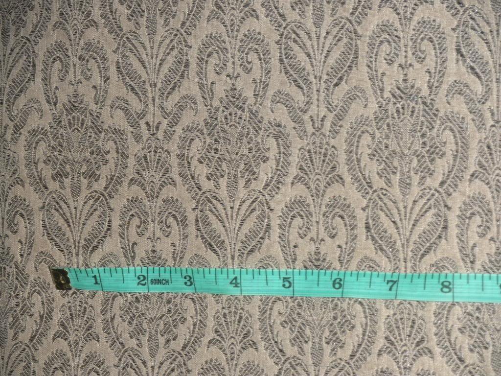 Luxury Silk Brocade Fabric - Sand & Metallic Silver 44