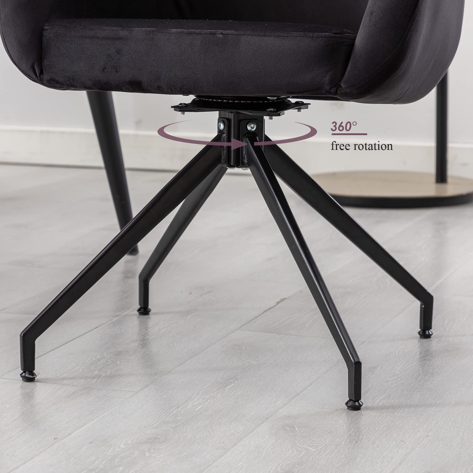 DUOMAY Modern Swivel Barrel Dining Chair - Velvet Upholstered Accent Side Chair with Back, No Wheels Desk Chair with Black Metal Legs for Living Room, Dining Room & Makeup Vanity | Perfect for Home Office, Bedroom Decor & Small Space Seating