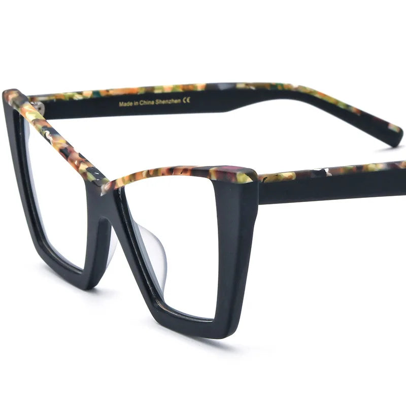 CCspace Unisex Full Rim Big Square Acetate Eyeglasses 57161 - Stylish & Durable Eyewear for Men & Women - Perfect for Work, Reading & Fashion Accessories