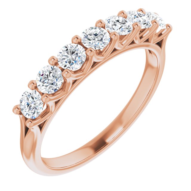0.75 Carat Round Cut Diamond Shared Prong Wedding Band - 7 Stone Anniversary Ring for Women - Perfect for Bridal, Engagement, Vow Renewal & Special Occasions