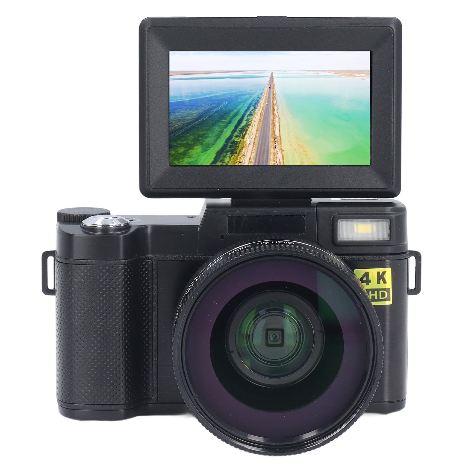 4K HD Digital Camera 48MP with 180° Flip Screen & Auto Focus - 3 Inch LCD Display, 800mAh Rechargeable Battery, Supports 128GB SD Card (Black) - Perfect for Vlogging, Travel Photography & YouTube Content Creation