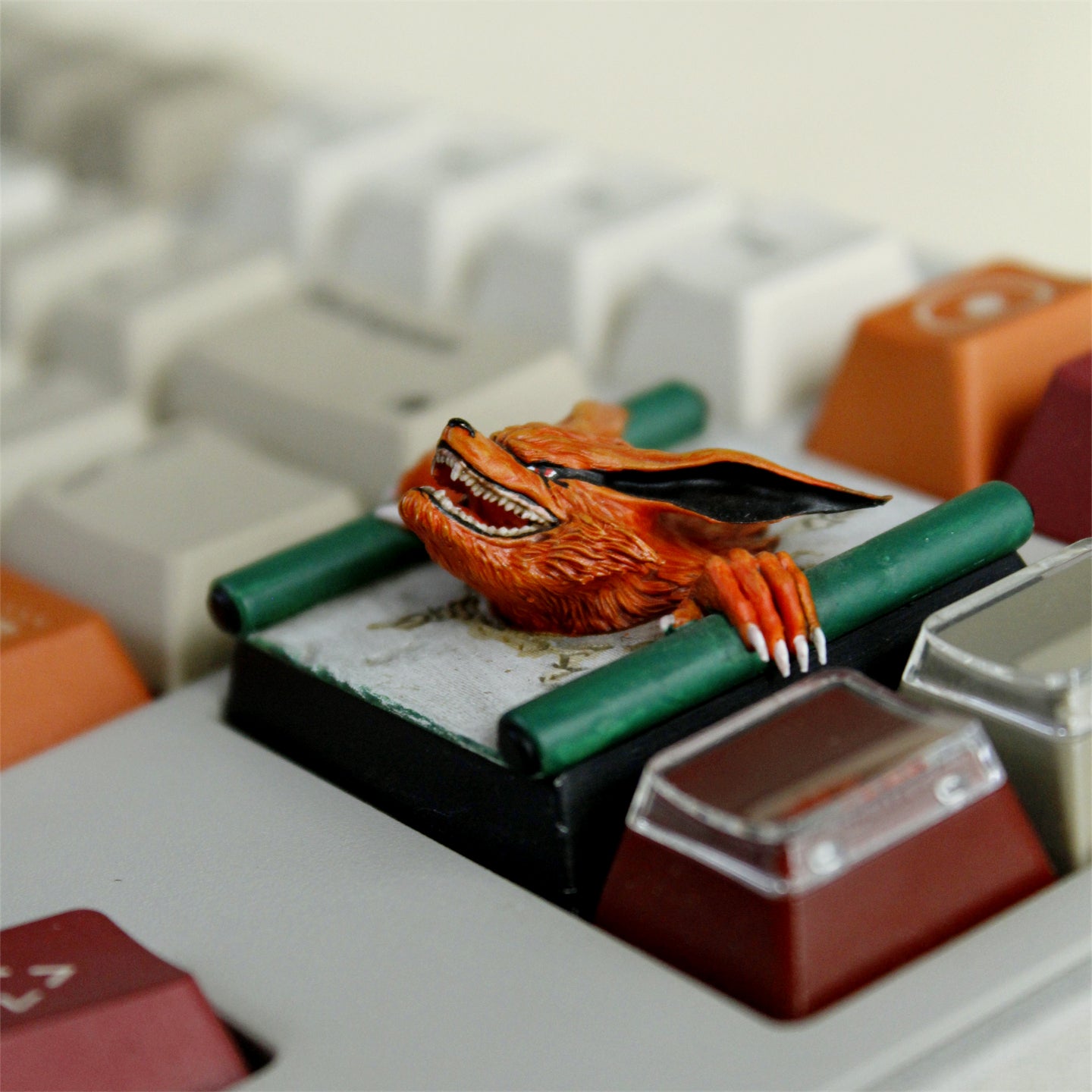 Naruto Kurama Sealed Scroll Resin Coated 4U Personalized Keycaps for Anime & Gaming Keyboards - Perfect for Custom Mechanical Keyboards & Anime Themed Gaming Setups