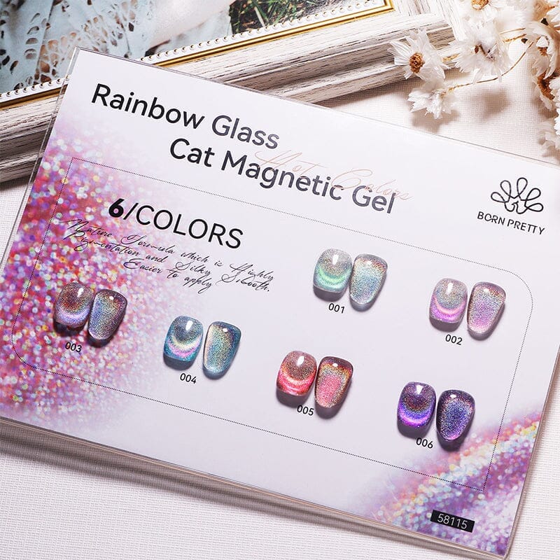 Rainbow Glass Cat Magnetic Gel Polish - Born Pretty Nail Art Kit for Stunning 3D Effects | Perfect for DIY Manicures, Nail Salons & Special Occasions